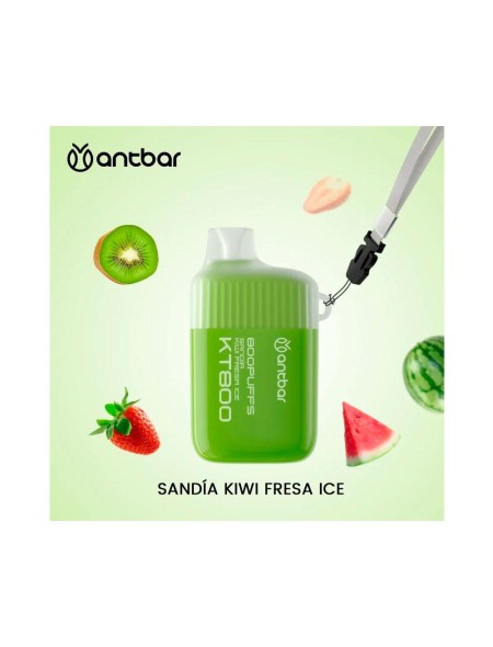 Vaper desechable Antbar KT800 Sandía Kiwi Fresa Ice / 20mg / 800 Caladas / Colgante Incluido