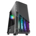÷ Caja atx semitorre gaming mars gaming mc-x2 black frontal en acero ventiladores frgb sin fuente de a
